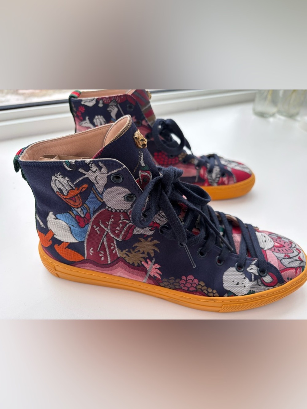 LE Gucci x Disney Donald Duck Jacquard High Top Sneakers Men’s 7.5 G / US 8.5